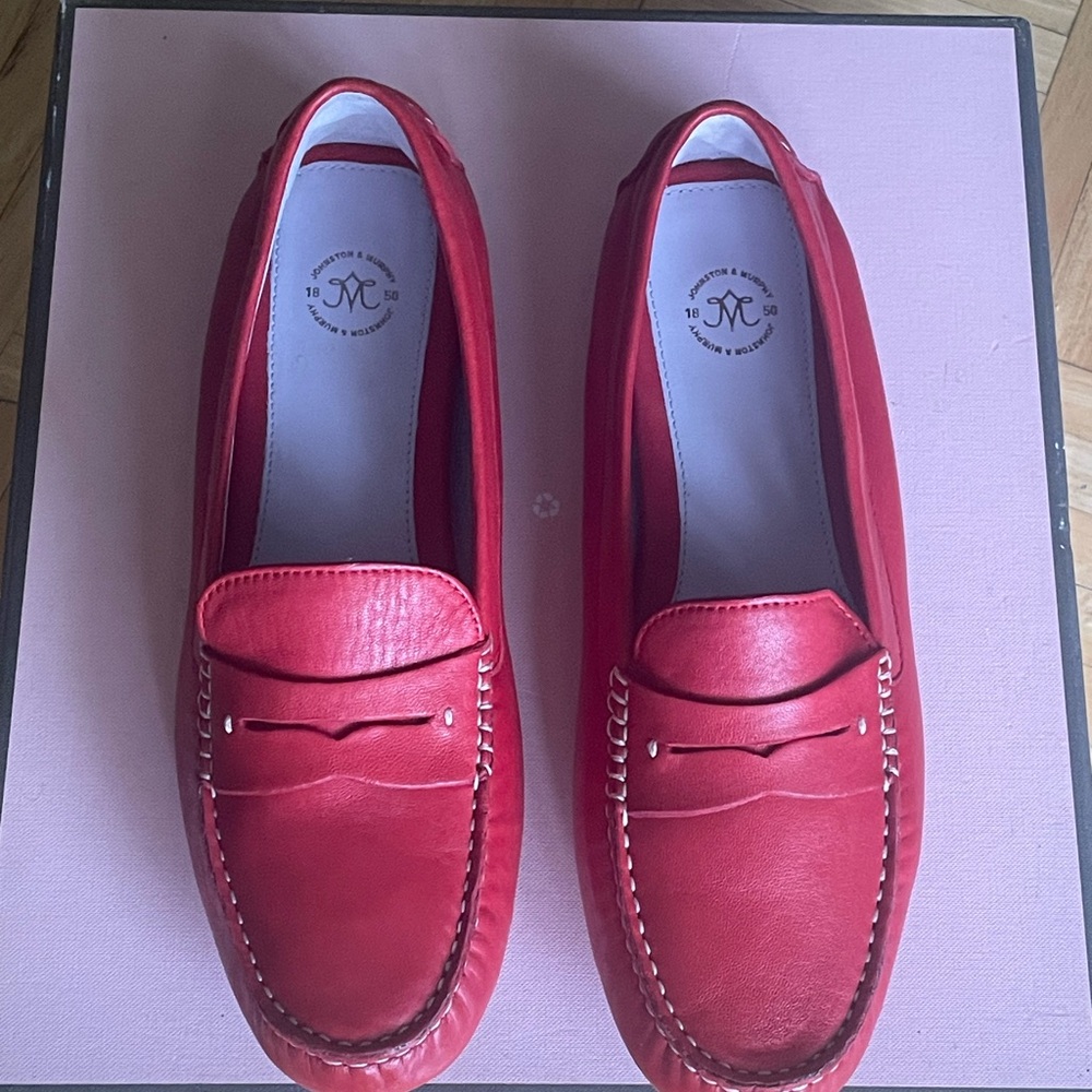 Johnston & Murphy Red Leather Penny Loafers